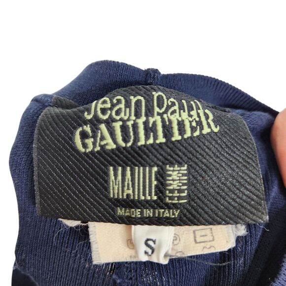 JEAN PAUL GAULTIER Pants Womens Small Blue Fuzzi Wide Leg Knit Stretch Pull On - Picture 10 of 11